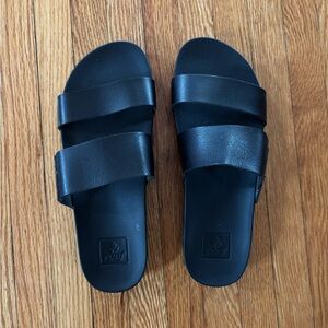 Reef Double Strap Black Slides